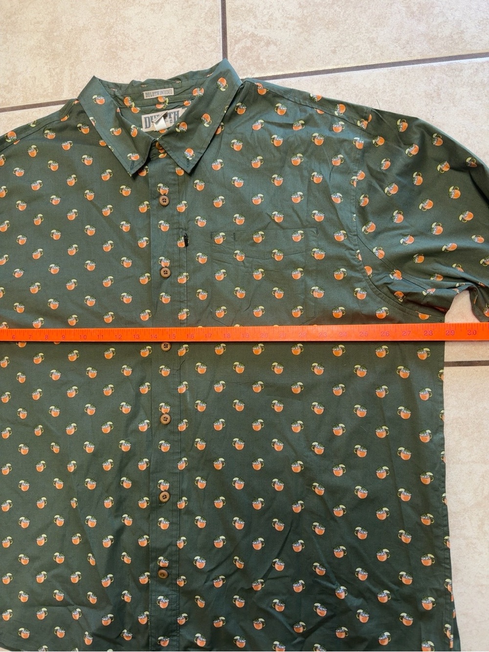 Duluth Trading Untucked Cocktail Print Button Up Shirt 2XL Green - Picture 5 of 7